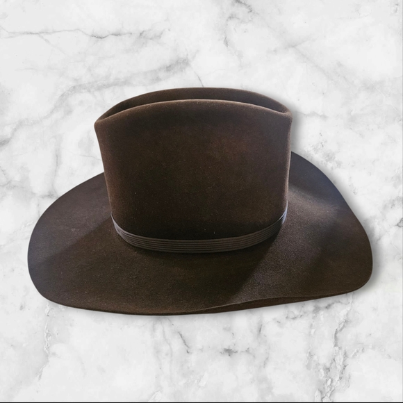 Stetson Stallion F0400 King Cowboy Hat 7-1/8 Chocolate 400 Brim Vintage USA - Picture 4 of 16